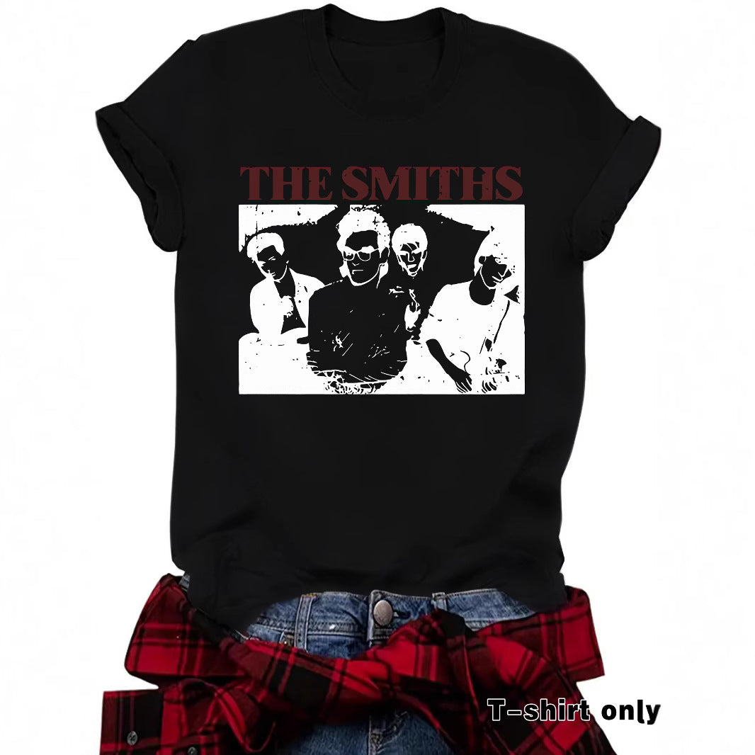 Short sleeved women's t-shirt with THE SMITHS pattern