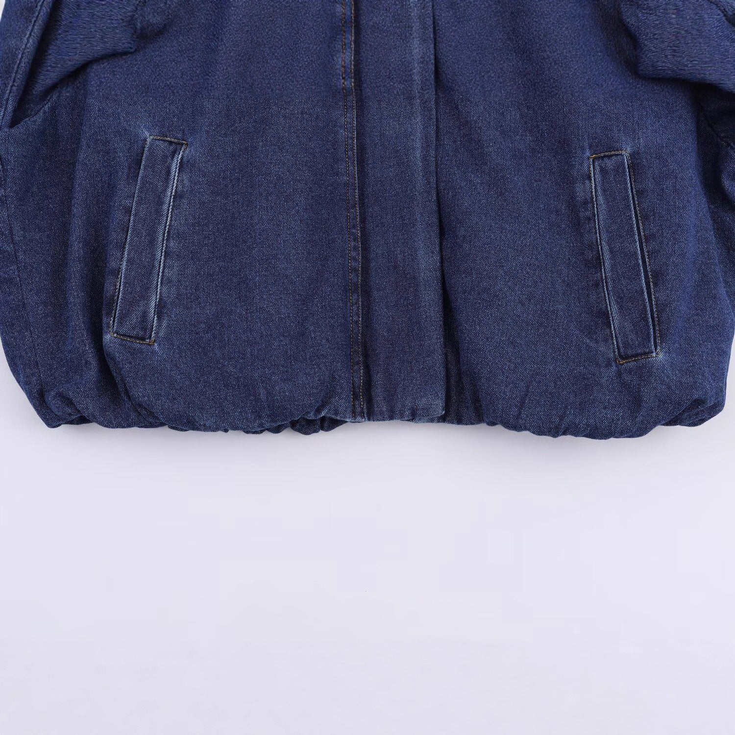 Casual stand collar long sleeved denim jacket for women