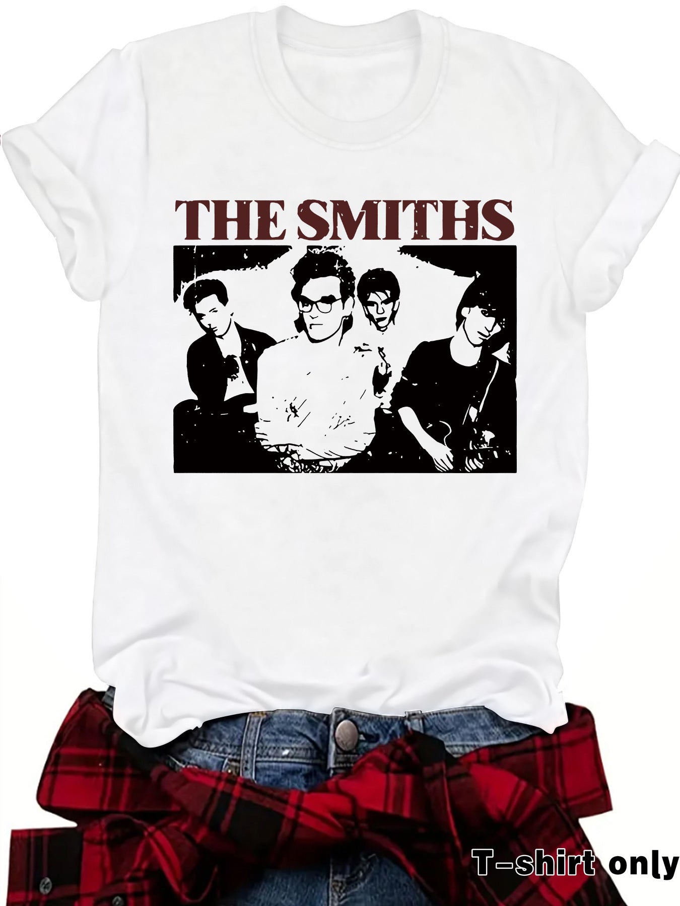 Short sleeved women's t-shirt with THE SMITHS pattern