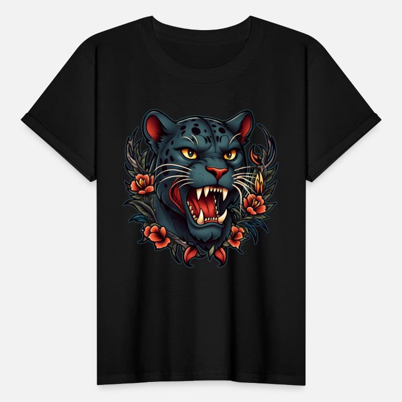 AI Modern Black Panther Head Tattoo Design