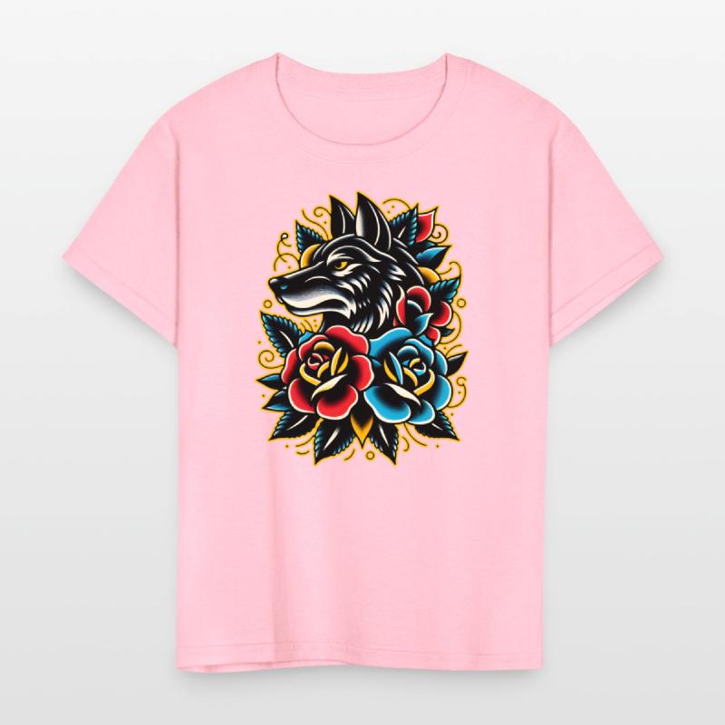 AI Traditional Wolf Head Crazy Cool Kids Design
