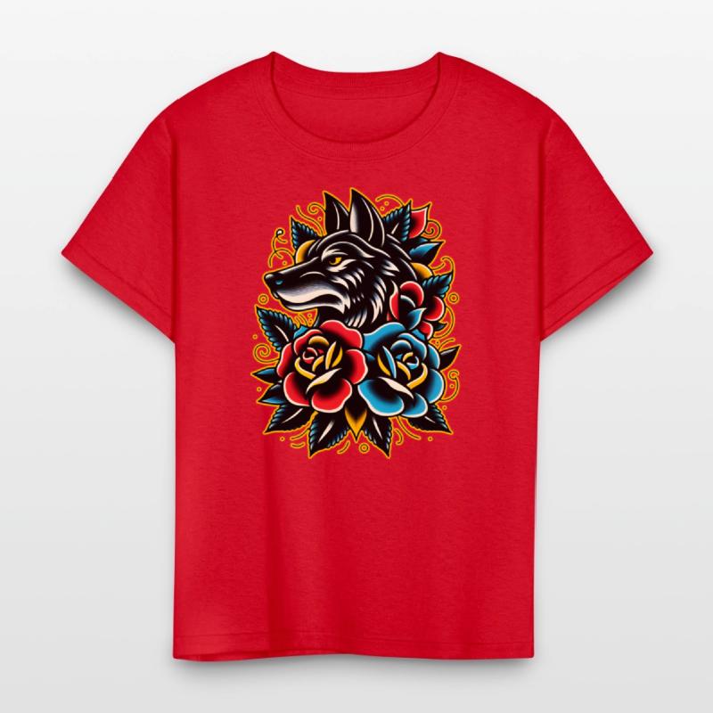 AI Traditional Wolf Head Crazy Cool Kids Design