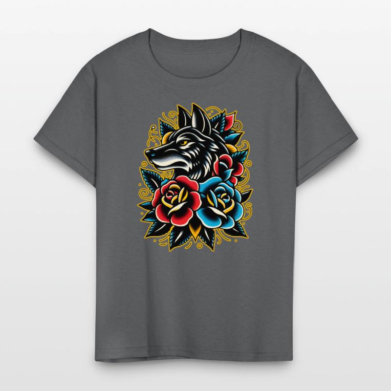 AI Traditional Wolf Head Crazy Cool Kids Design