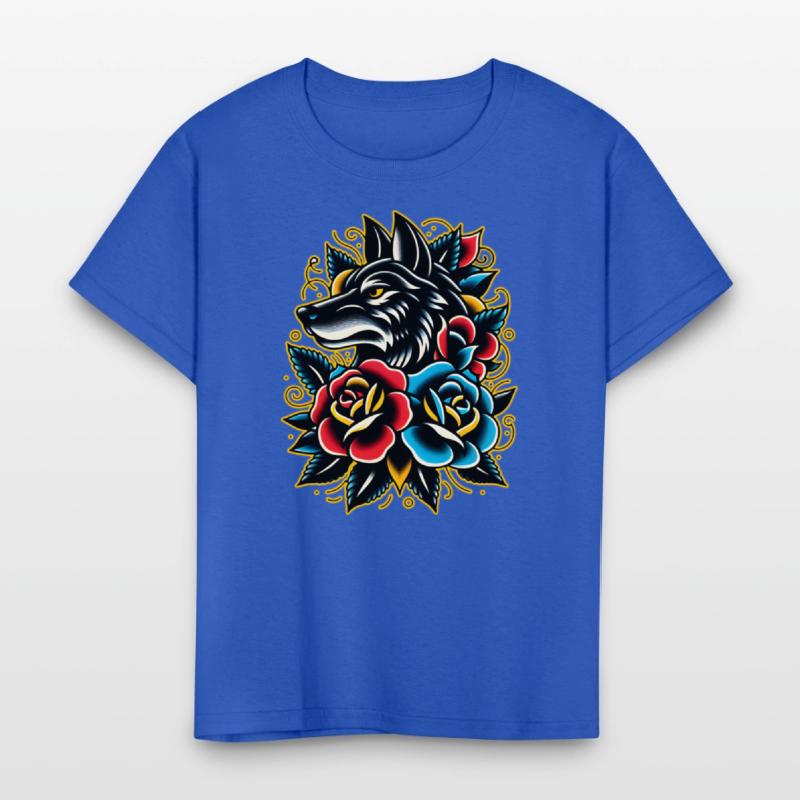 AI Traditional Wolf Head Crazy Cool Kids Design