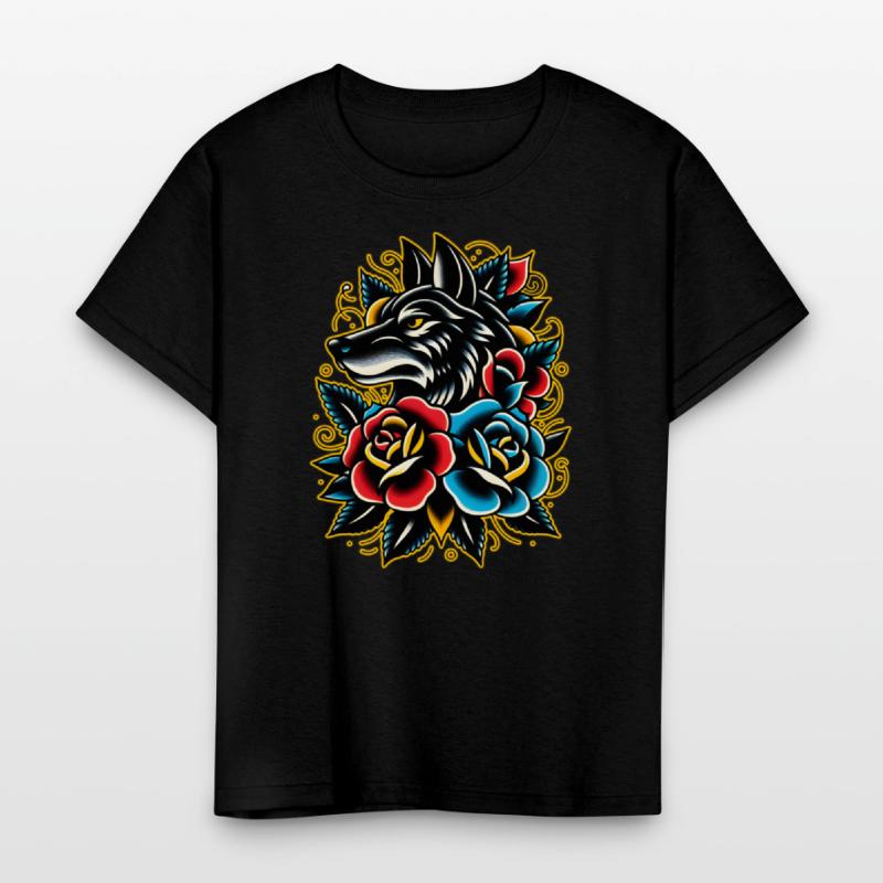 AI Traditional Wolf Head Crazy Cool Kids Design