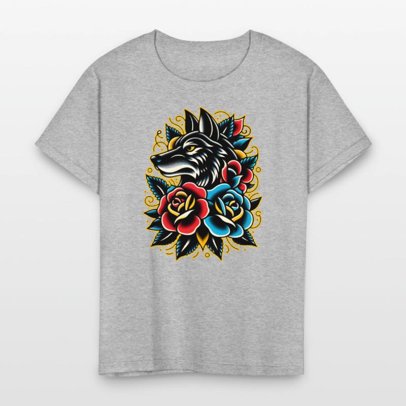 AI Traditional Wolf Head Crazy Cool Kids Design