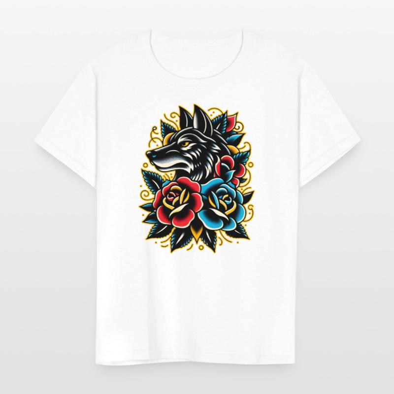 AI Traditional Wolf Head Crazy Cool Kids Design