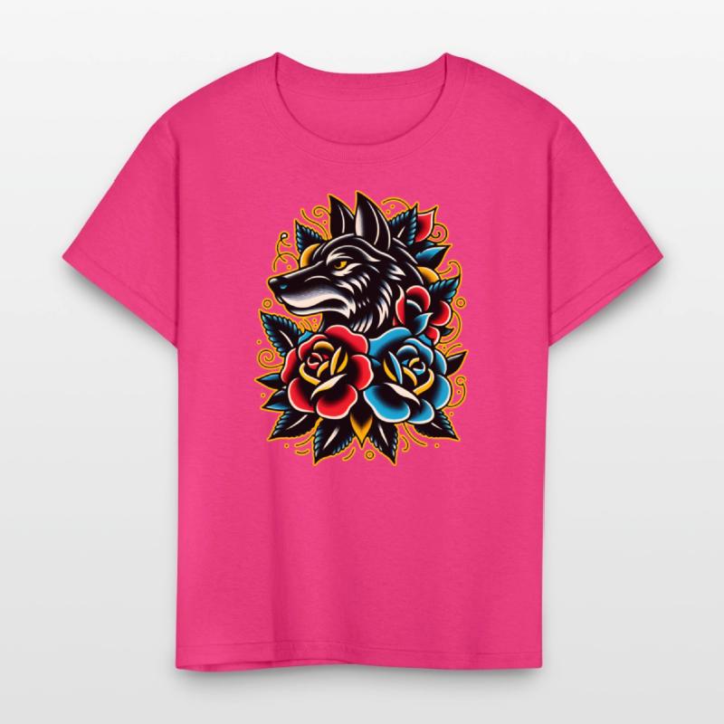 AI Traditional Wolf Head Crazy Cool Kids Design