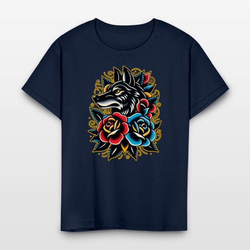 AI Traditional Wolf Head Crazy Cool Kids Design
