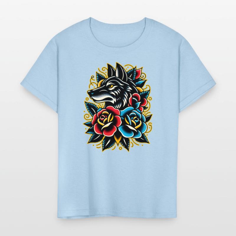 AI Traditional Wolf Head Crazy Cool Kids Design