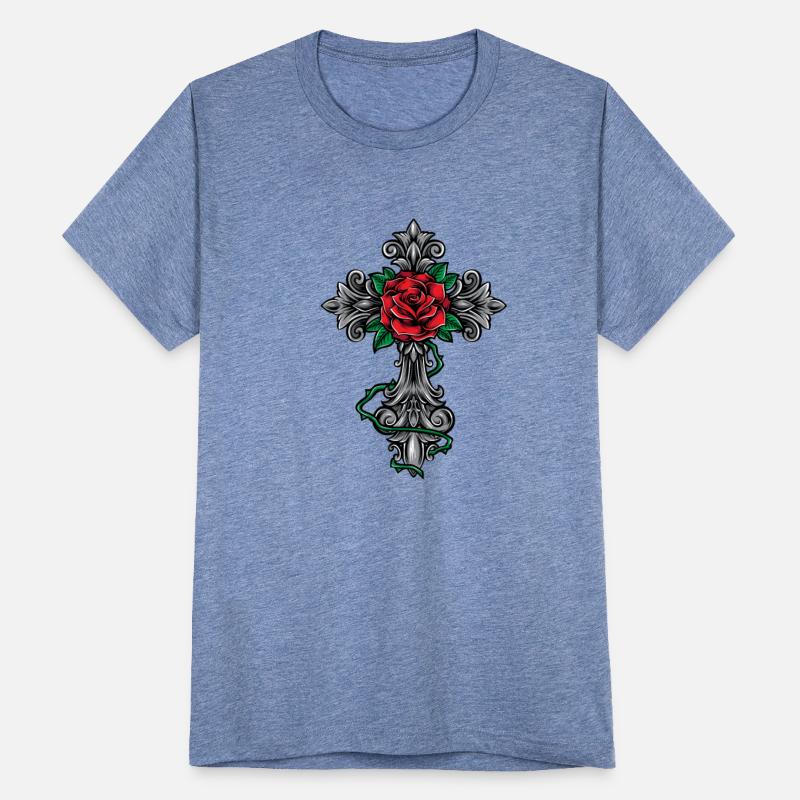 Cross, Rose, Thorns, Tattoo design