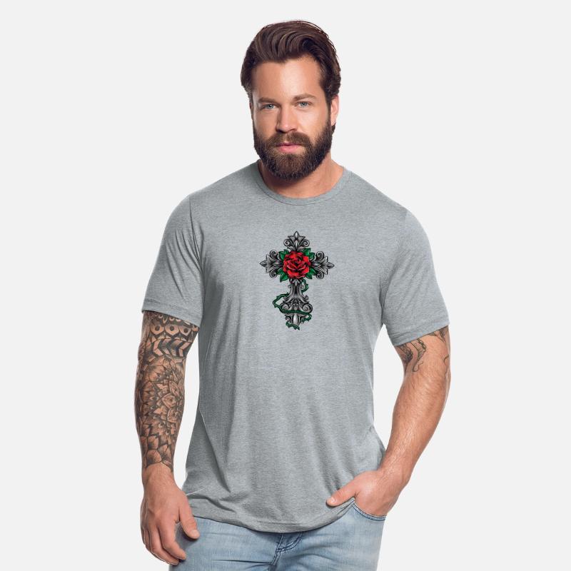 Cross, Rose, Thorns, Tattoo design