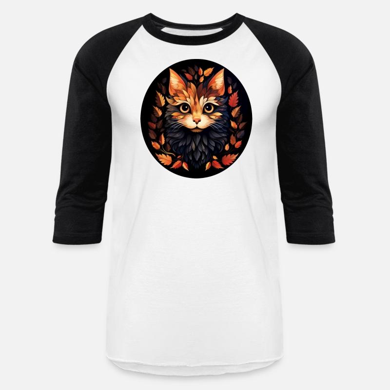 cute cat made of autumn leaves leaves