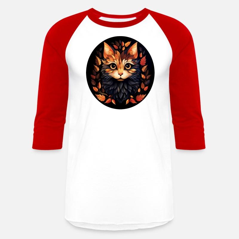 cute cat made of autumn leaves leaves