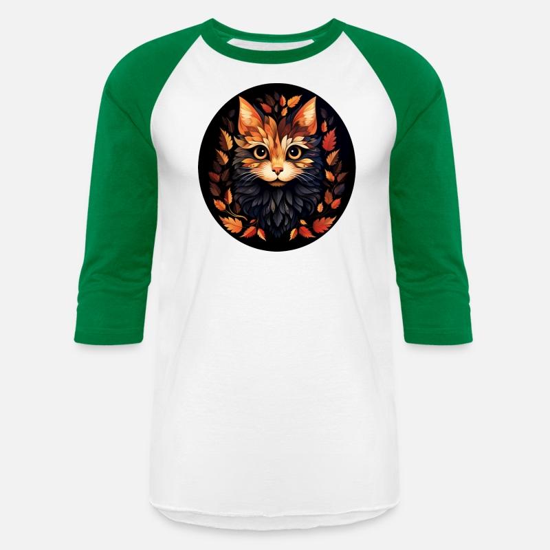 cute cat made of autumn leaves leaves