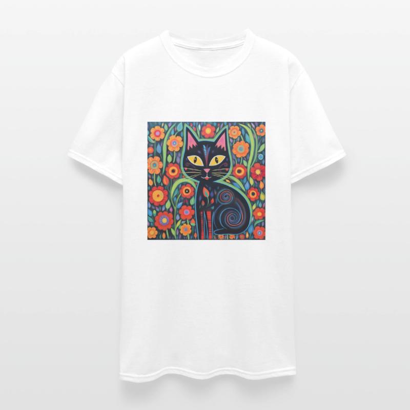 Folk Art Cat Floral