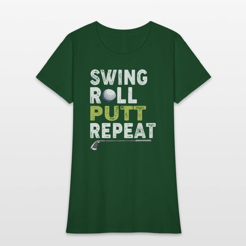 Vintage Golfer Shirt Swing Roll Putt Repeat Funny