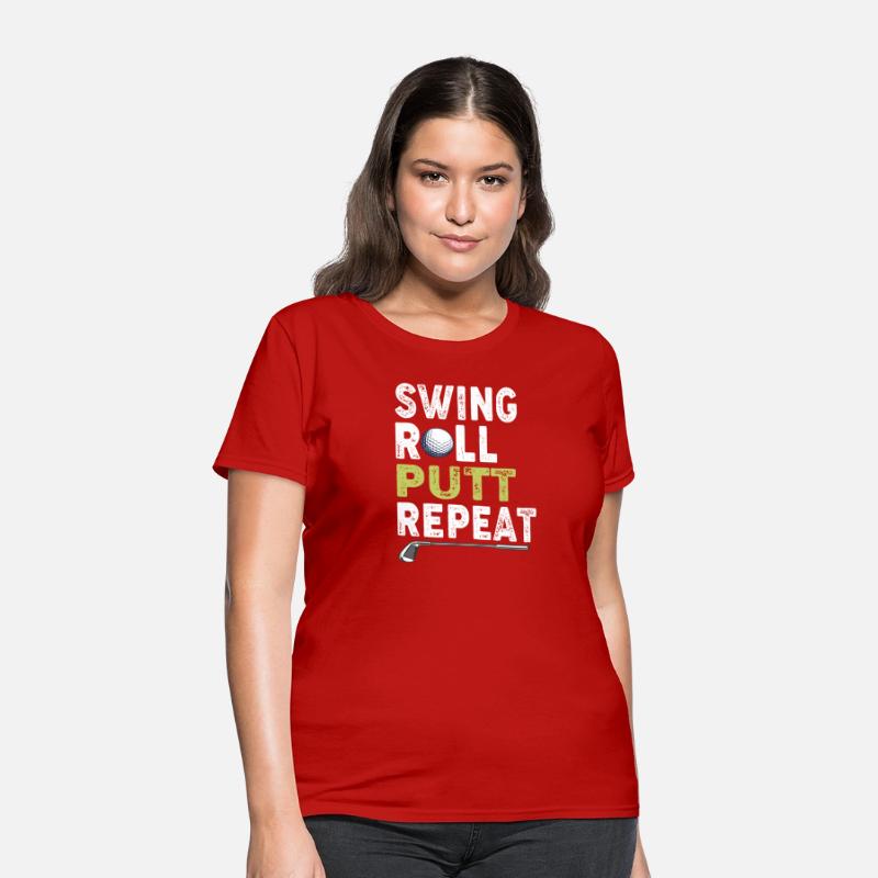Vintage Golfer Shirt Swing Roll Putt Repeat Funny